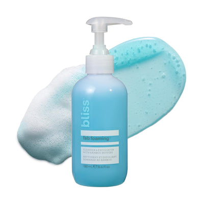 Fab Foaming 2-In-1 Cleanser and Exfoliator with Bamboo Buffers - 6.4 Fl Oz - Oil-Free Gel Face Wash - Makeup Remover - Vegan & Cruelty Free